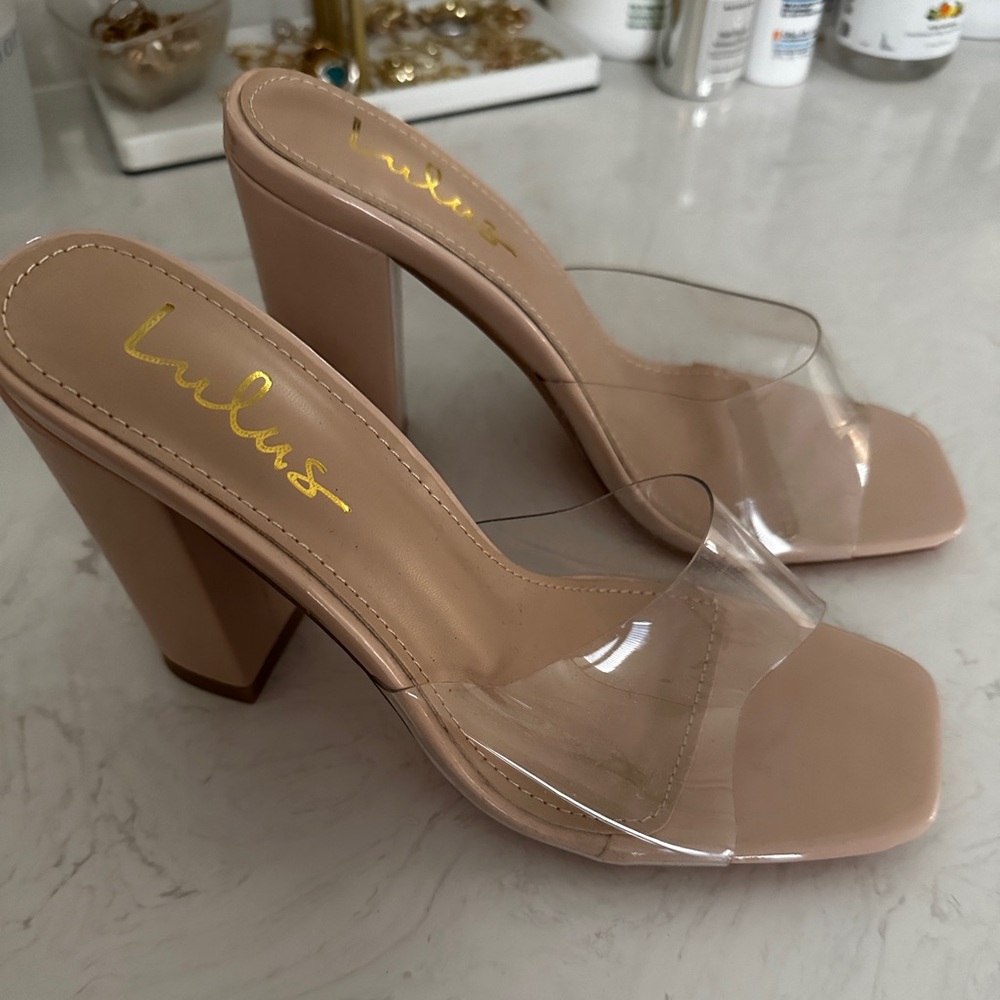 Lulus nude slip on block heel
